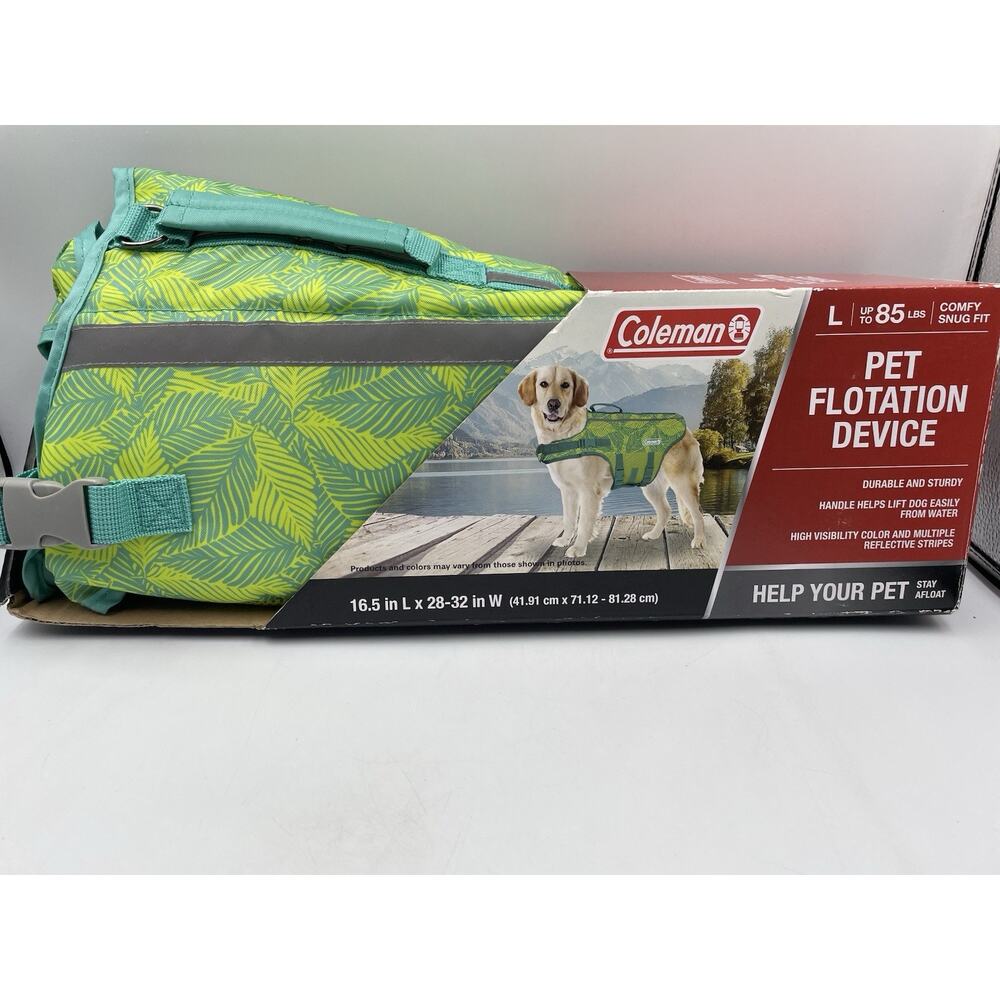 Coleman Dog Flotation Life Vest Jacket Preserver Size Large Up to 85 Pounds NEW